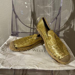 Stuart Weitzman Gold Leather Espadrilles - size 7.5M